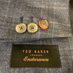 Ted Baker Endurance Suit Mens 36R 32 x 30 Blue Plaid Flannel Wool 2 Piece Blazer